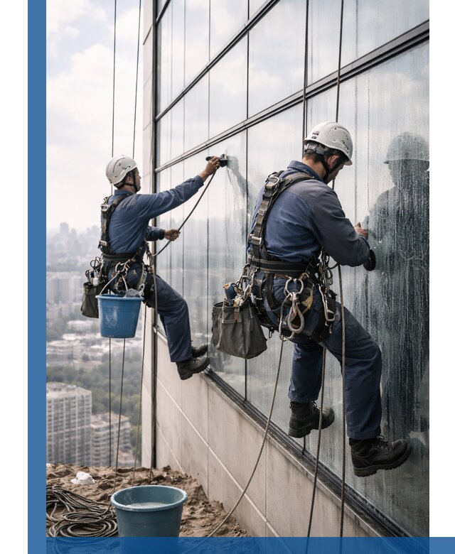 Профессиональная мойка фасадных окон альпинистами в Выксе