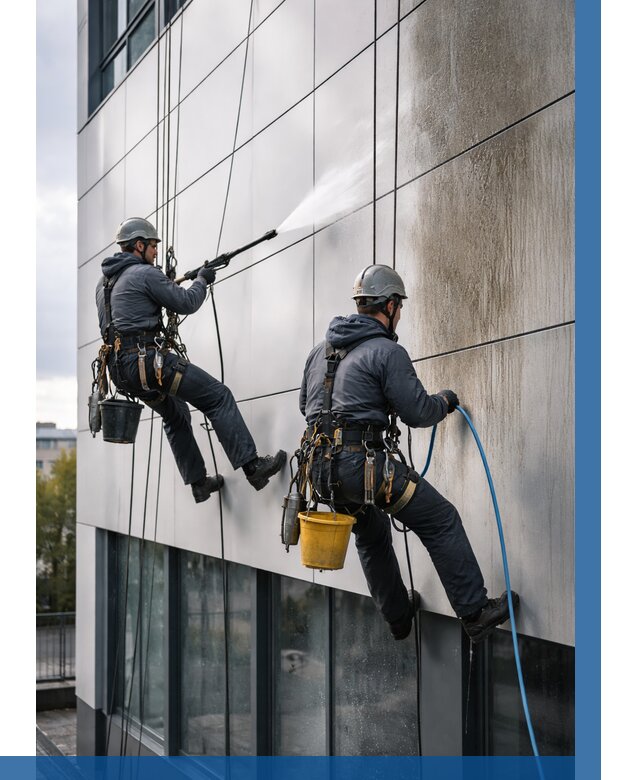 Мойка фасада из композита в Выксе по цене от 311 р. | ВЫСОТНИК-Вкс