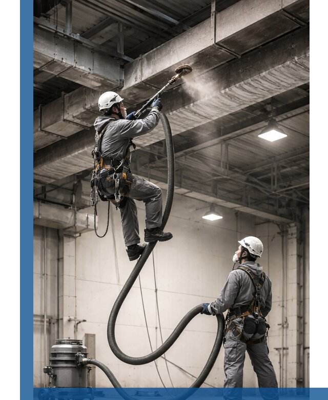 Обеспыливание потолочных конструкций в Выксе промышленным альпинизмом