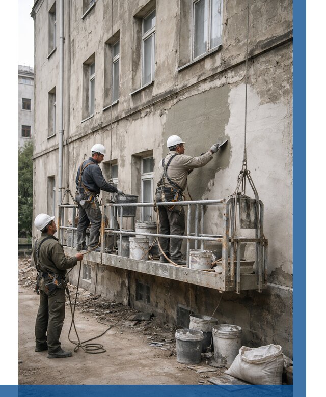 Капитальный ремонт фасада в Выксе от 4355 р. | ВЫСОТНИК-Вкс