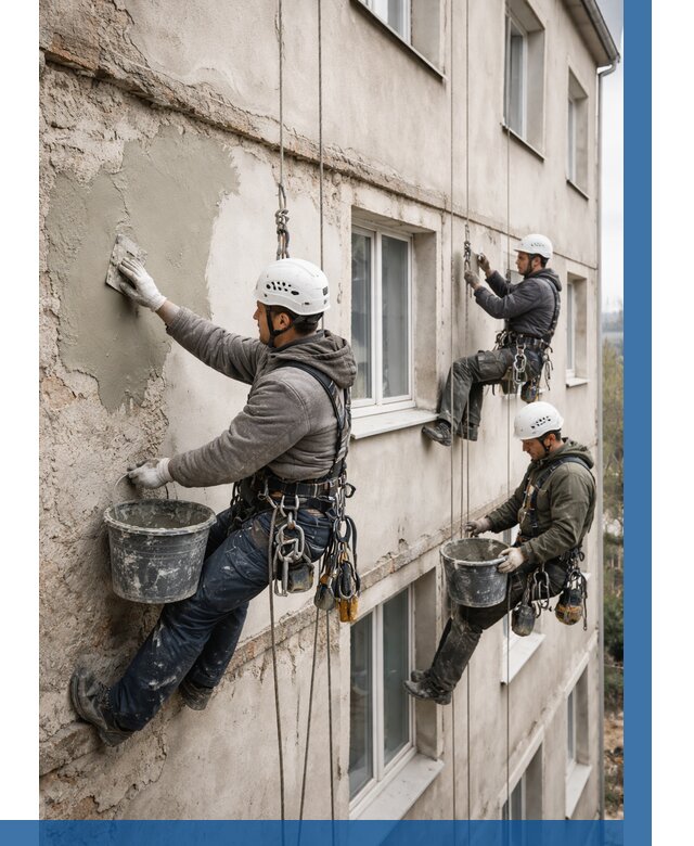 Ремонт штукатурного фасада в Выксе от 778 р. под ключ | ВЫСОТНИК-Вкс