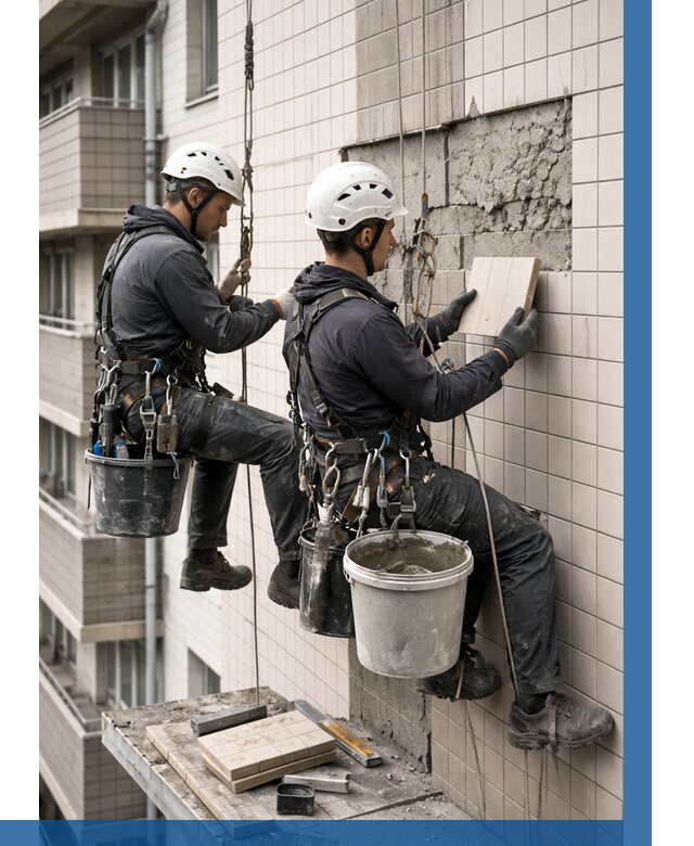 Ремонт облицовки фасада плиткой в Выксе от 1867 р. | ВЫСОТНИК-Вкс