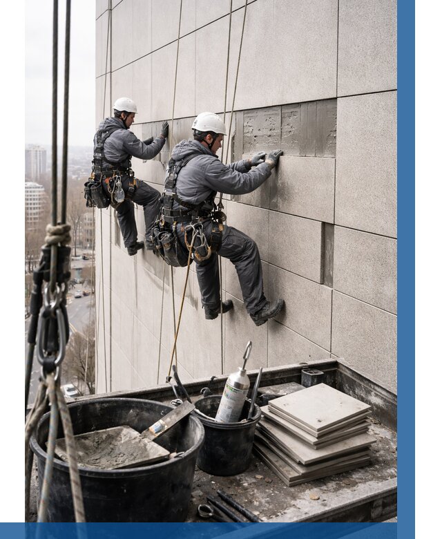 Ремонт фасада из керамогранита в Выксе от 2593 р. | ВЫСОТНИК-Вкс