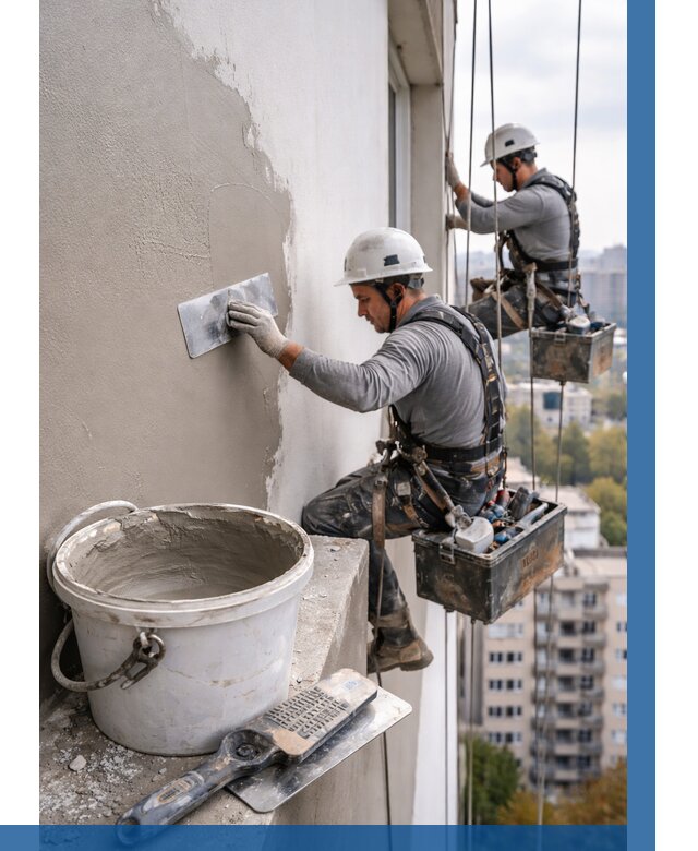 Шпаклевка фасада на высоте в Выксе от 726 р. | ВЫСОТНИК-Вкс