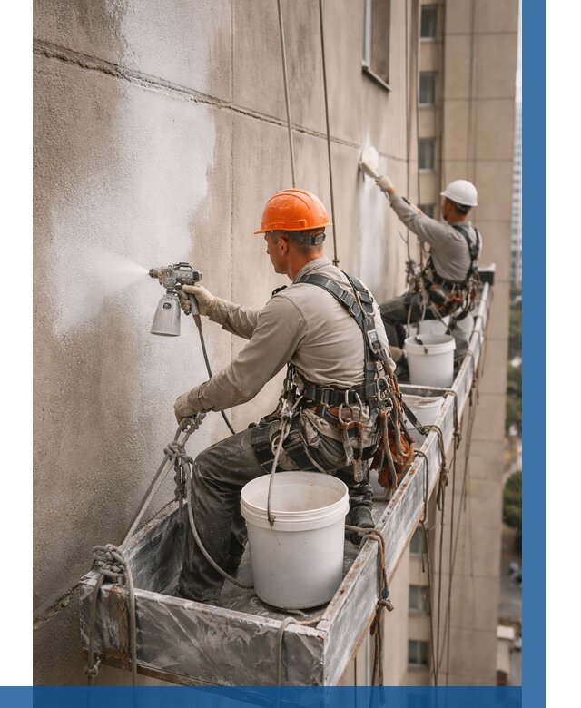 Грунтовка фасада на высоте в Выксе от 124 р. | ВЫСОТНИК-Вкс