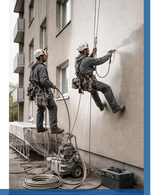 Безвоздушная покраска фасада в Выксе от 228 р/м² | ВЫСОТНИК-Вкс