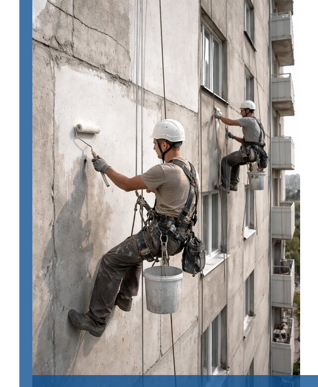 Покраска бетонного фасада в Выксе для жилых и промышленных объектов