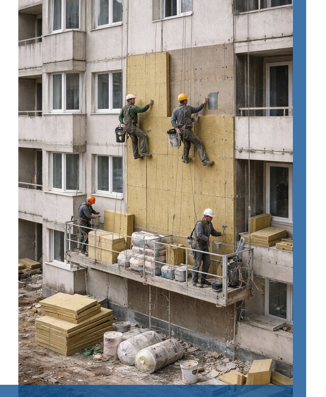 Утепление фасада минватой в Выксе от 1556 р. | ВЫСОТНИК-Вкс