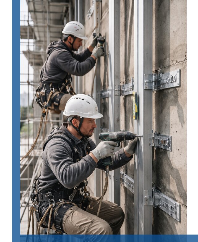 Монтаж и крепление подсистемы вентфасада в Выксе