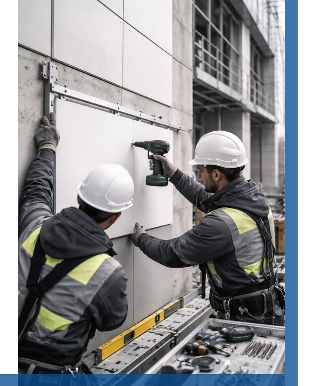 Монтаж композитных панелей фасада в Выксе от 2593 р. | ВЫСОТНИК-Вкс