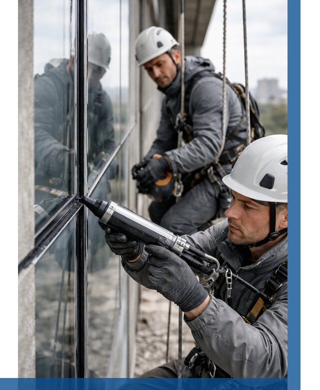 Герметизация витражных швов в Выксе от 674 р. | ВЫСОТНИК-Вкс