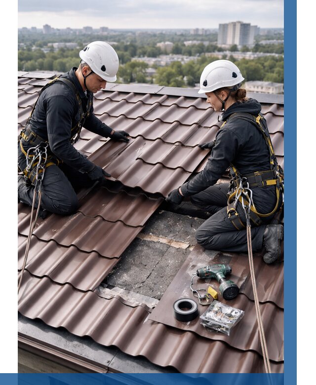 Ремонт металлочерепицы на крыше в Выксе от 933 р. | ВЫСОТНИК-Вкс