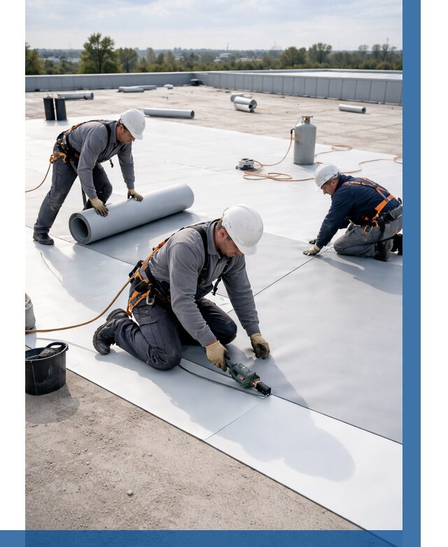 Монтаж мембранной кровли под ключ в Выксе от 1244 р. | ВЫСОТНИК-Вкс