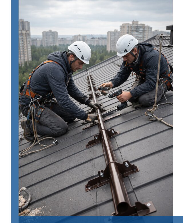 Монтаж снегозадержателей на кровле зданий в Выксе под ключ