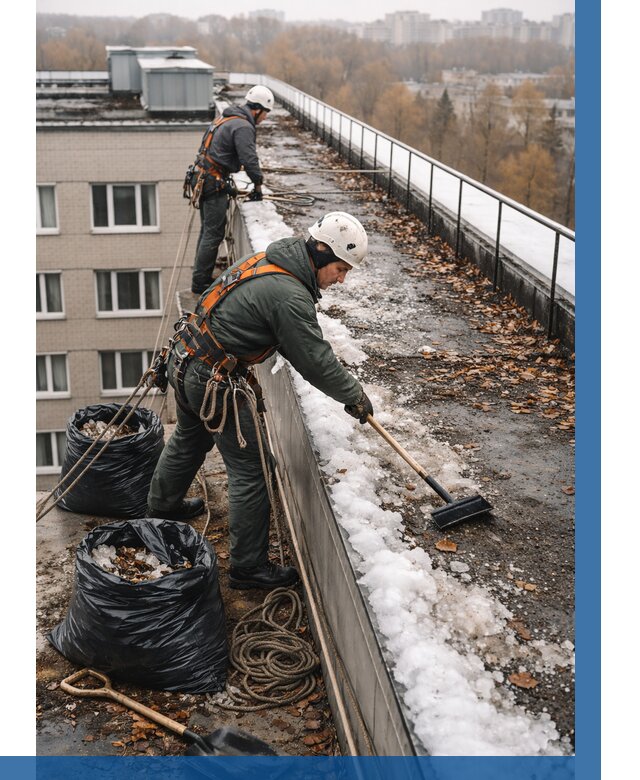 Очистка кровли по периметру в Выксе от 570 р. | ВЫСОТНИК-Вкс