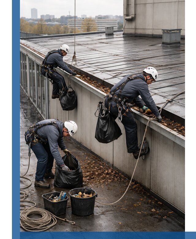 Очистка кровли по периметру в Выксе силами промышленных альпинистов
