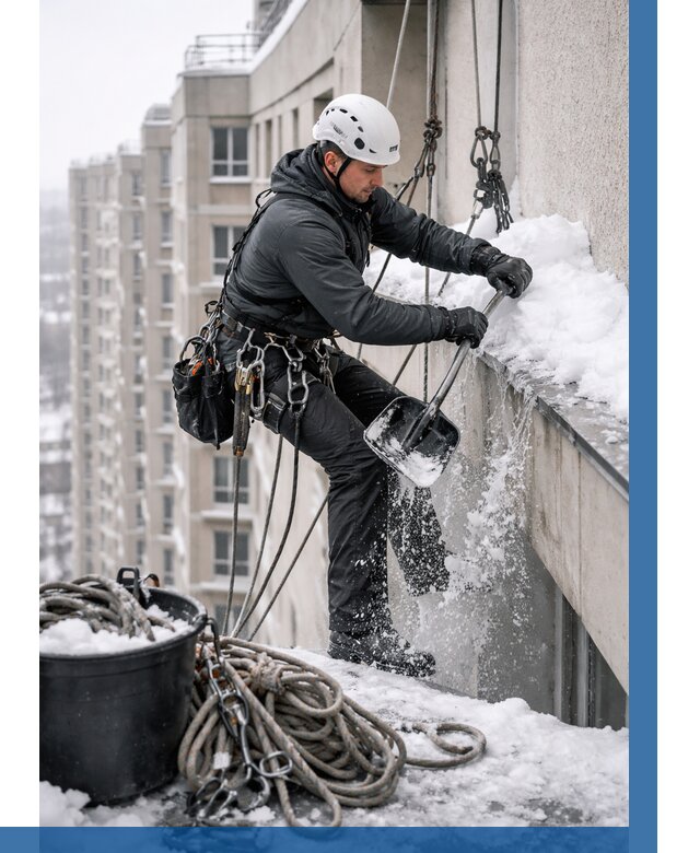 Очистка карнизов от снега в Выксе от 311 р. | ВЫСОТНИК-Вкс