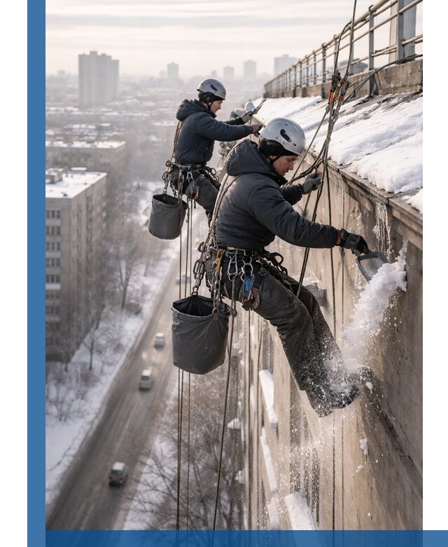 Очистка карнизов от снега в Выксе профессионально и безопасно