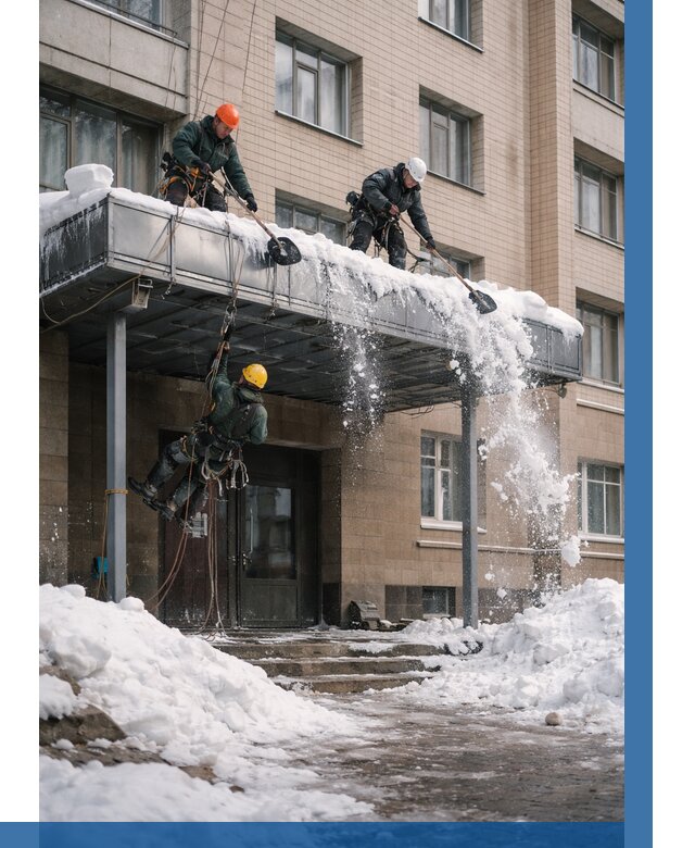 Очистка козырьков от снега в Выксе от 3630 р. | ВЫСОТНИК-Вкс