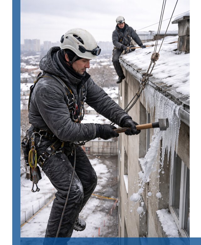 Сбивание и удаление сосулек с крыши в Выксе безопасно