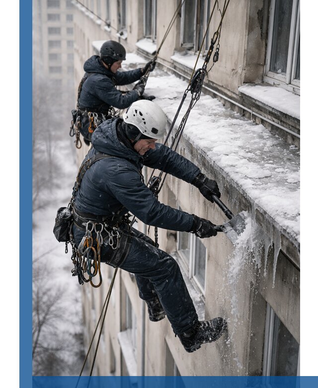 Удаление наледи и сосулек с карнизов в Выксе профессионально