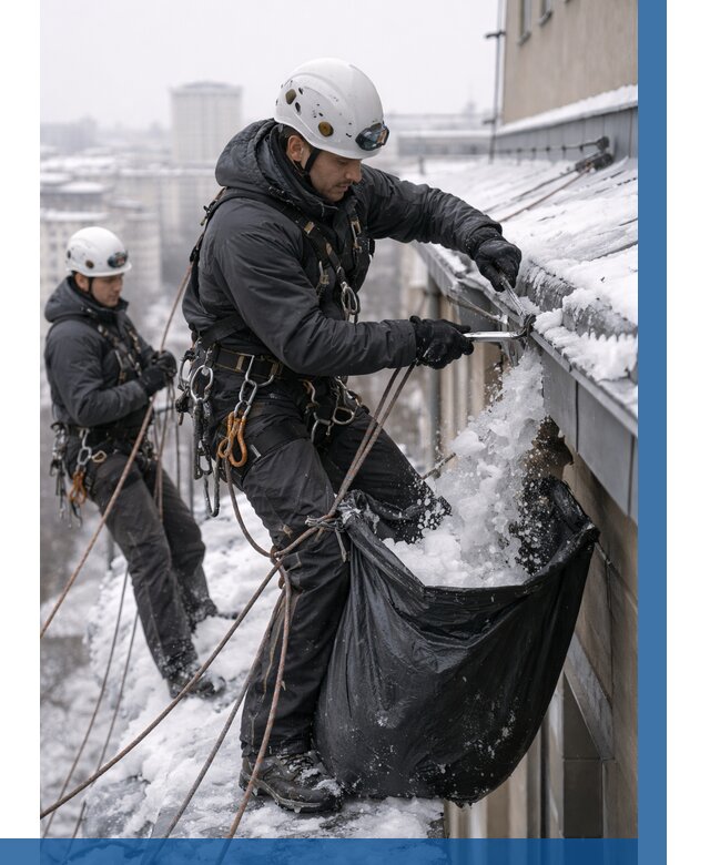 Аварийная очистка крыши в Выксе под ключ от 311 р. | ВЫСОТНИК-Вкс