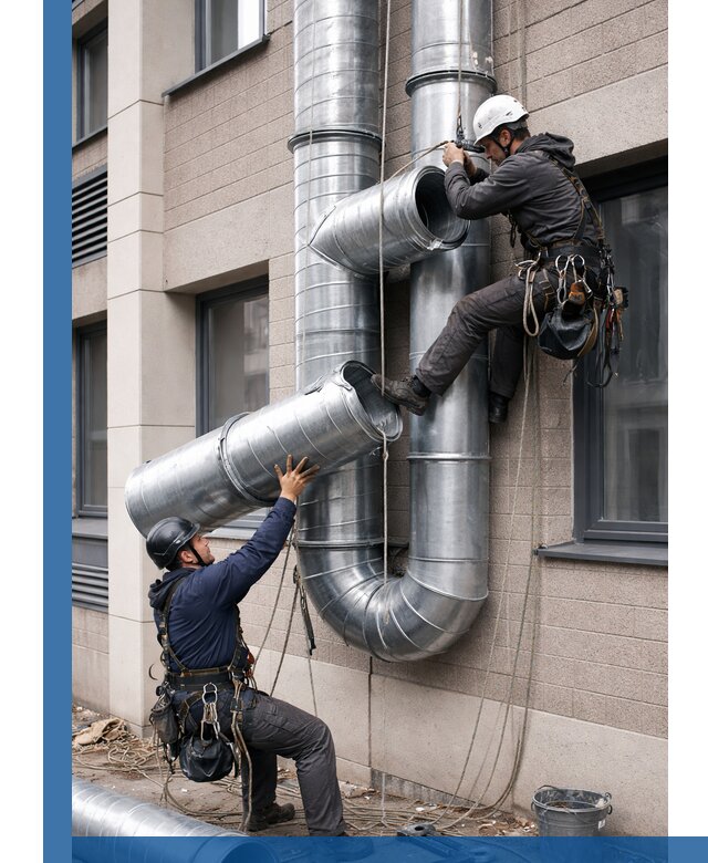 Монтаж фасадных воздуховодов в Выксе с герметизацией и крепежом