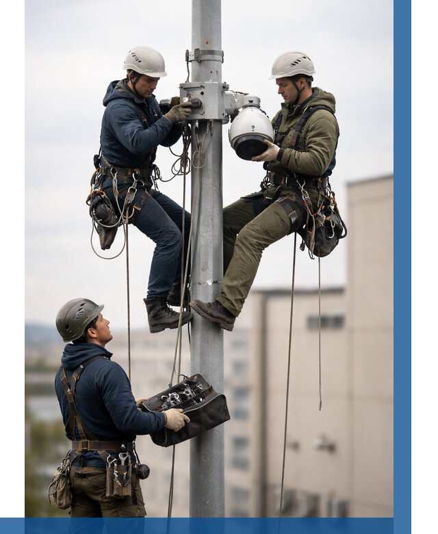 Установка видеокамер на мачте в Выксе от 8815 р. | ВЫСОТНИК-Вкс