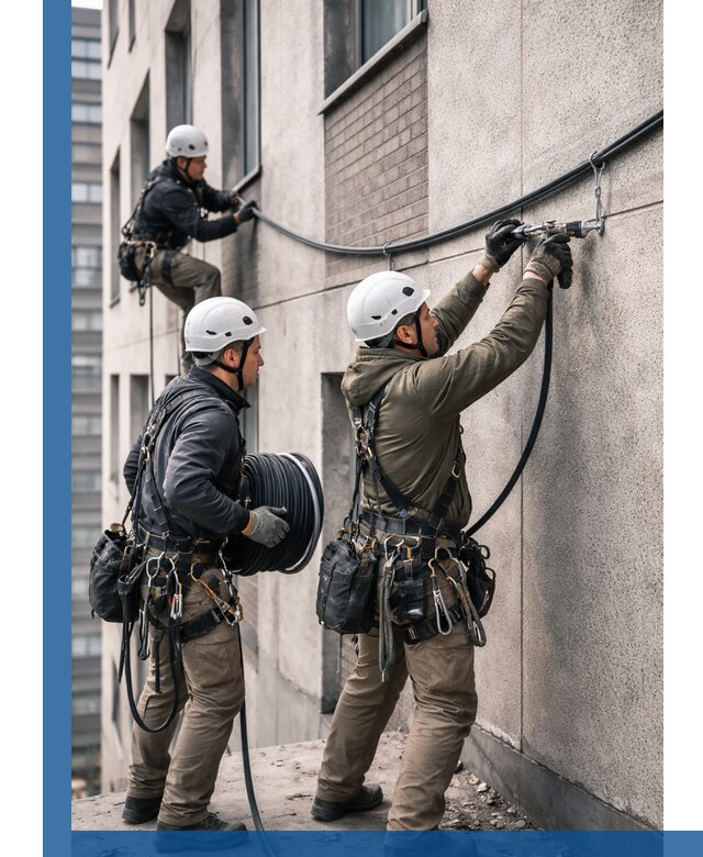 Прокладка кабеля по фасаду в Выксе, профессиональный монтаж