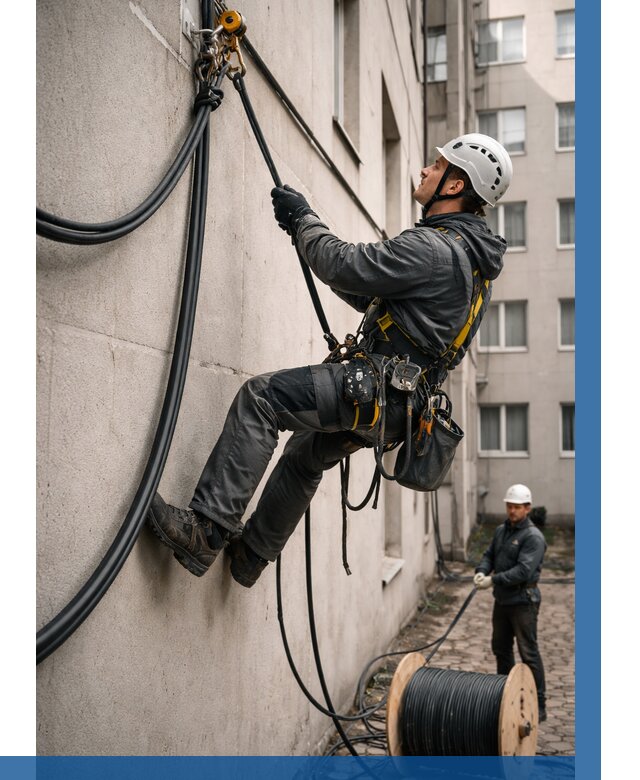 Протяжка кабеля питания на высоте в Выксе от 467 р. | ВЫСОТНИК-Вкс