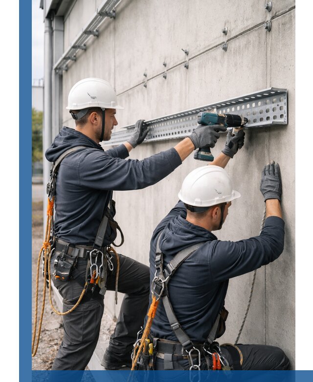 Монтаж кабельных лотков на фасаде зданий в Выксе с гарантией