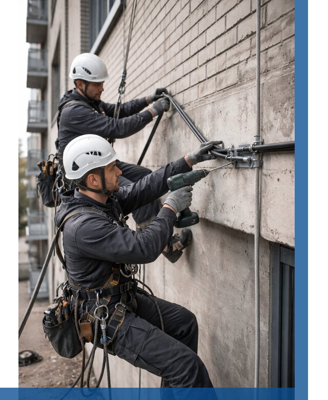 Крепление кабеля на фасаде в Выксе от 363 р. | ВЫСОТНИК-Вкс