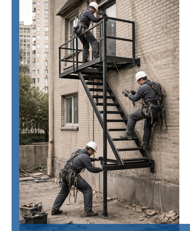 Монтаж пожарной лестницы в Выксе, установка и крепление