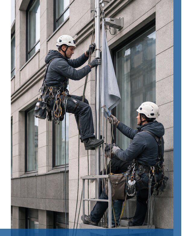 Установка флагов на фасаде в Выксе от 4667 р. | ВЫСОТНИК-Вкс