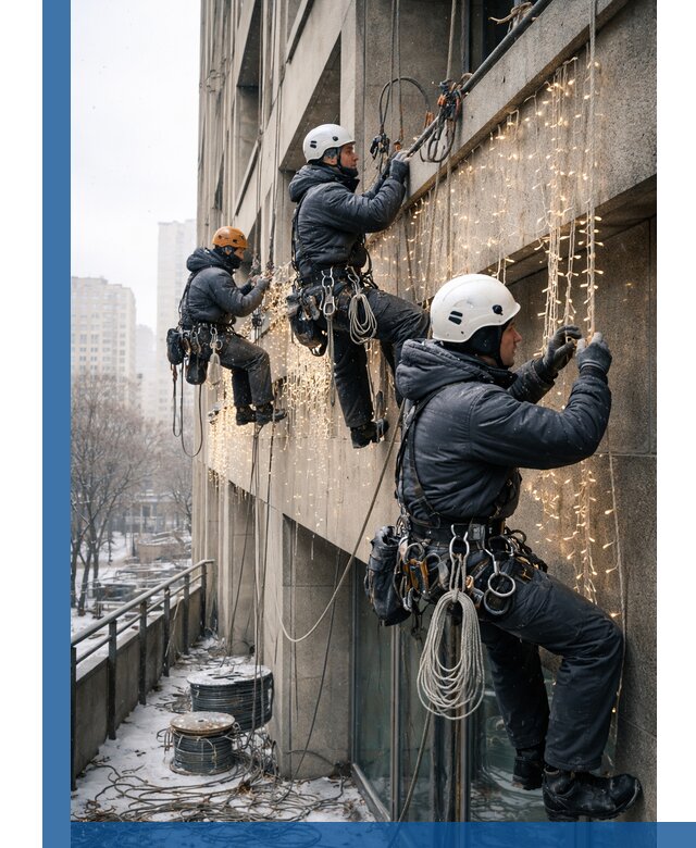 Монтаж новогодней иллюминации и украшение фасадов в Выксе