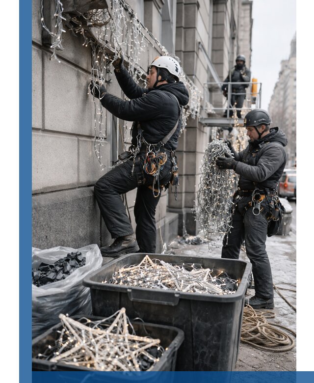 Демонтаж новогоднего оформления и гирлянд в Выксе