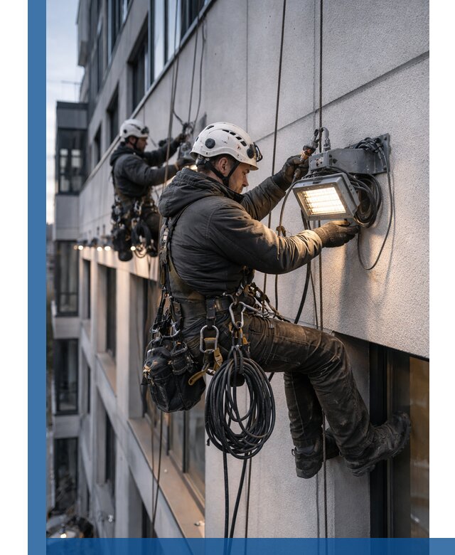 Монтаж фасадного освещения в Выксе установка и подключение