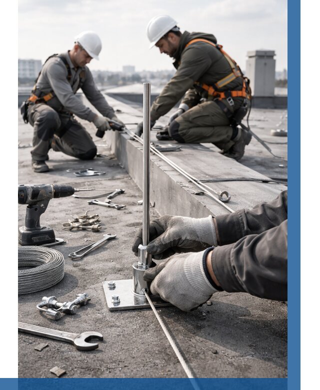 Монтаж молниезащиты на кровле в Выксе цена от 25925 р. | ВЫСОТНИК-Вкс