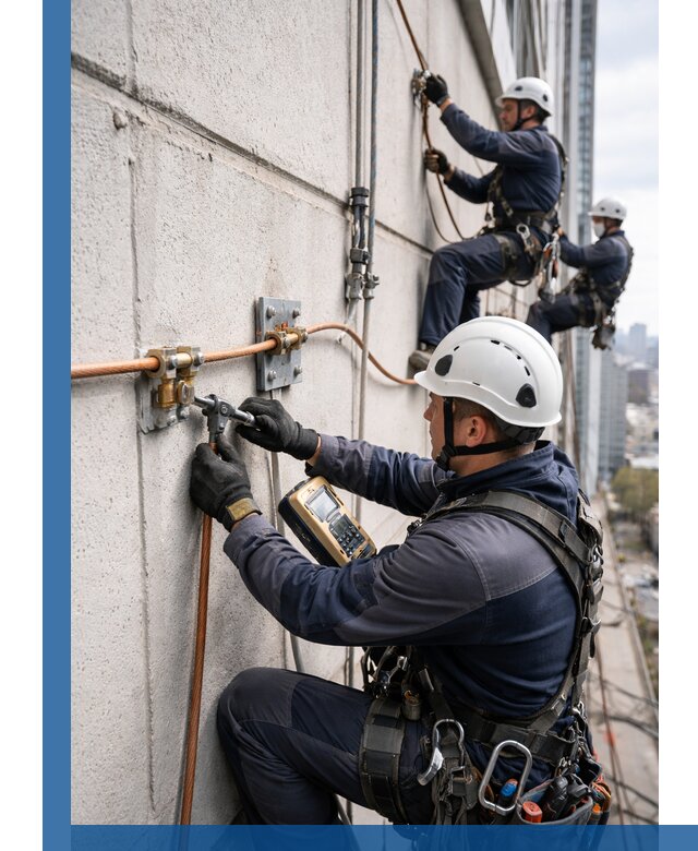 Монтаж системы заземления здания и молниезащиты в Выксе