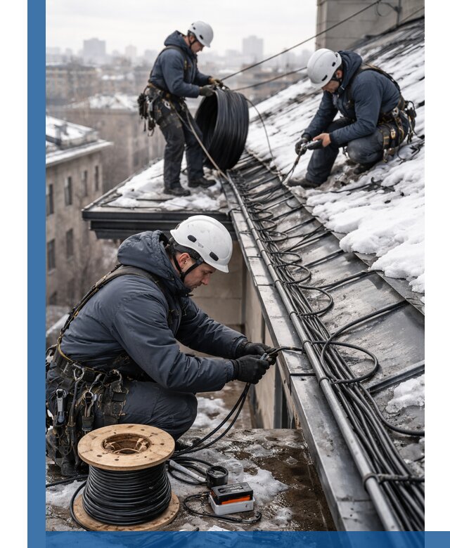 Монтаж греющего кабеля на кровле в Выксе под ключ
