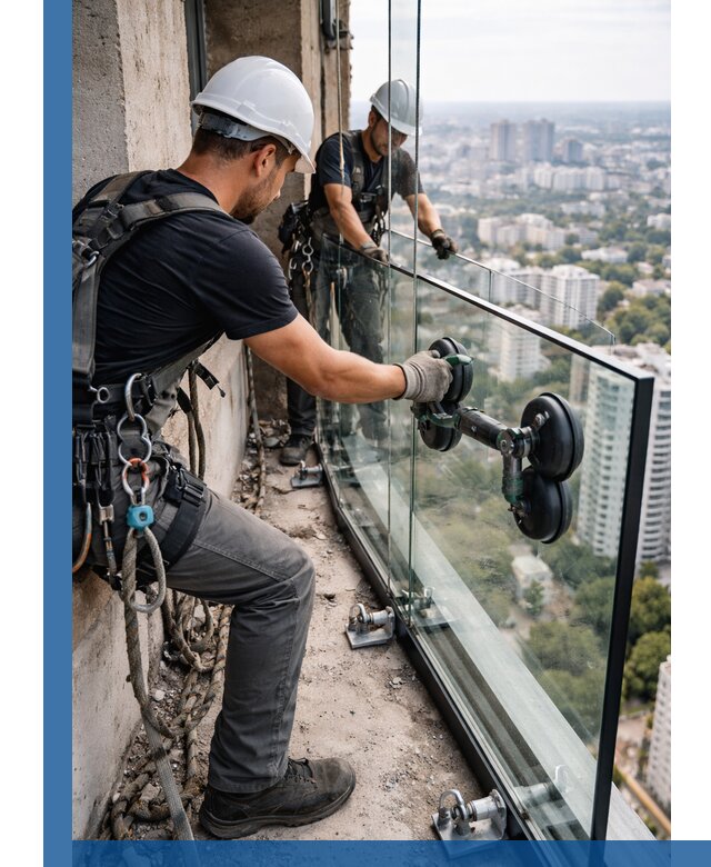 Монтаж стеклянных ограждений под ключ с гарантией в Выксе