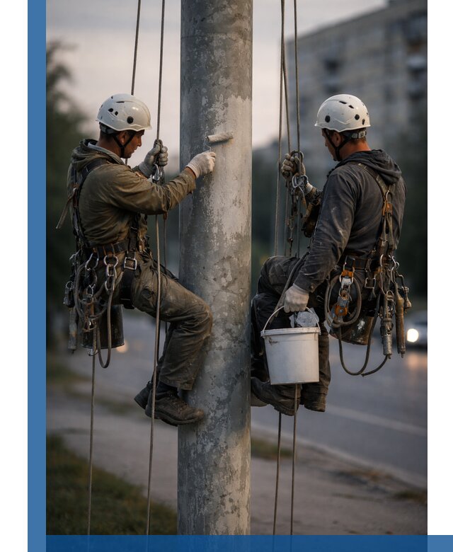 Покраска опор освещения и антикоррозийная защита в Выксе