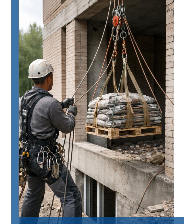 Подъем материалов на этаж веревками в Выксе оперативно