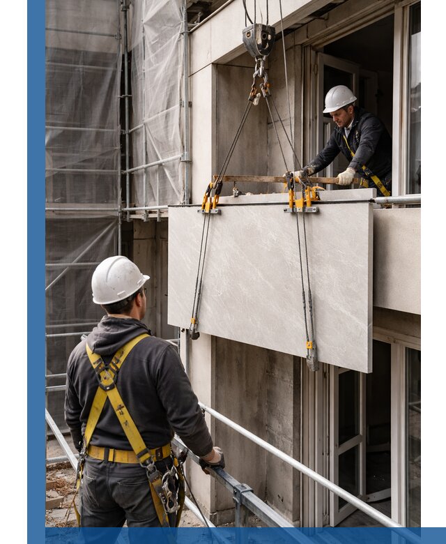 Подъем керамогранита на этаж в Выксе грузчиками и техникой