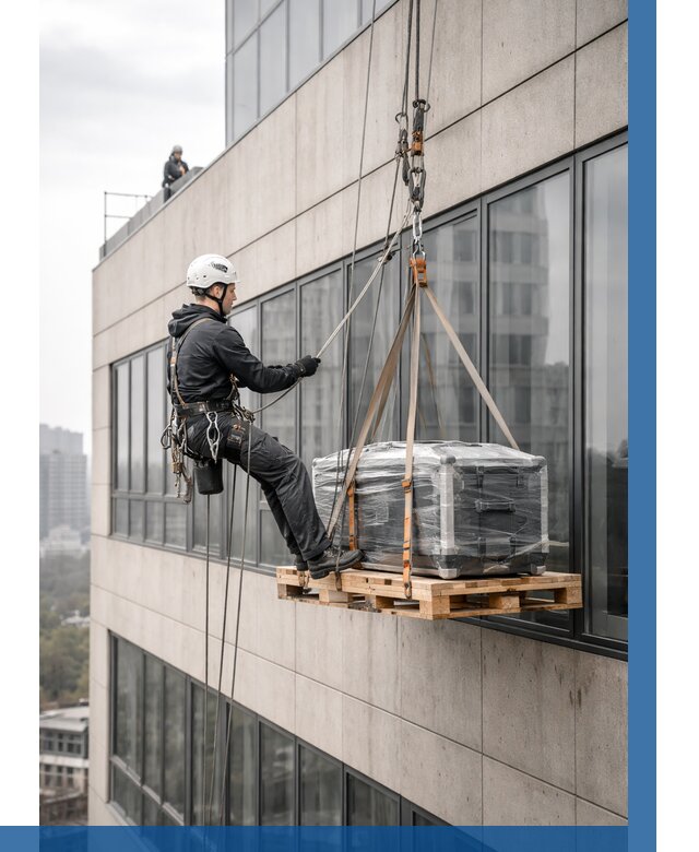 Спуск груза по фасаду в Выксе от 3630 р. | ВЫСОТНИК-Вкс