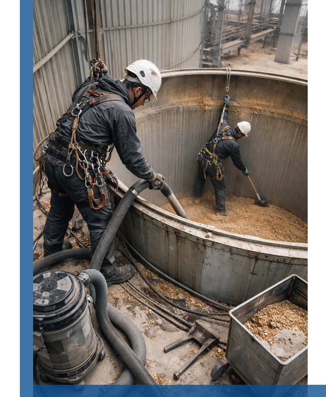 Профессиональная чистка зерновых бункеров в Выксе с выездом