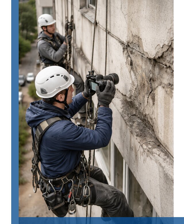 Фотофиксация дефектов фасада с высотной съемкой в Выксе