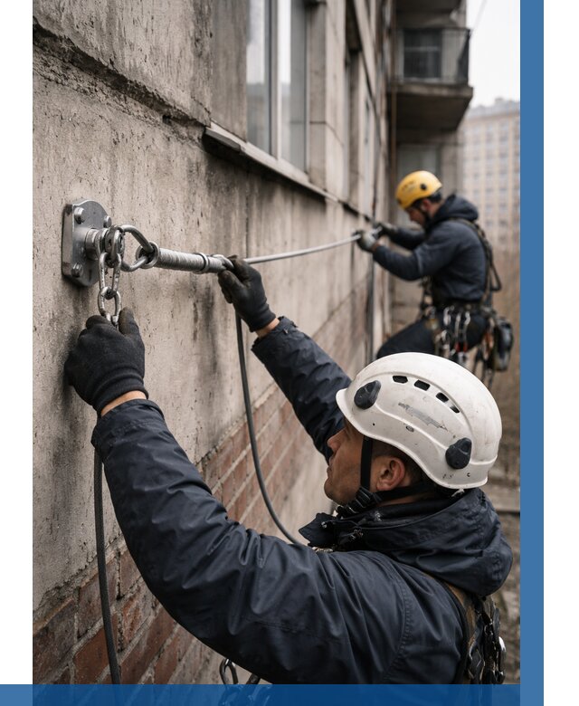 Монтаж анкерных линий в Выксе от 3111 р. | ВЫСОТНИК-Вкс