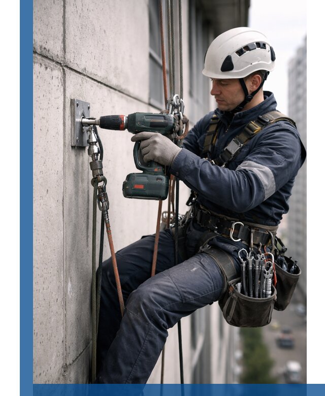 Установка анкерных точек для высотных работ в Выксе