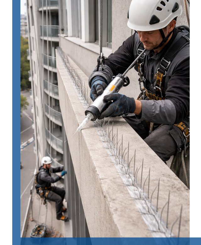 Установка шипов от птиц на фасадах и кровлях в Выксе